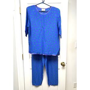 Maggie Shepherd 2 Piece Lounge Set Vintage Blue Green Abstract 90s Size M